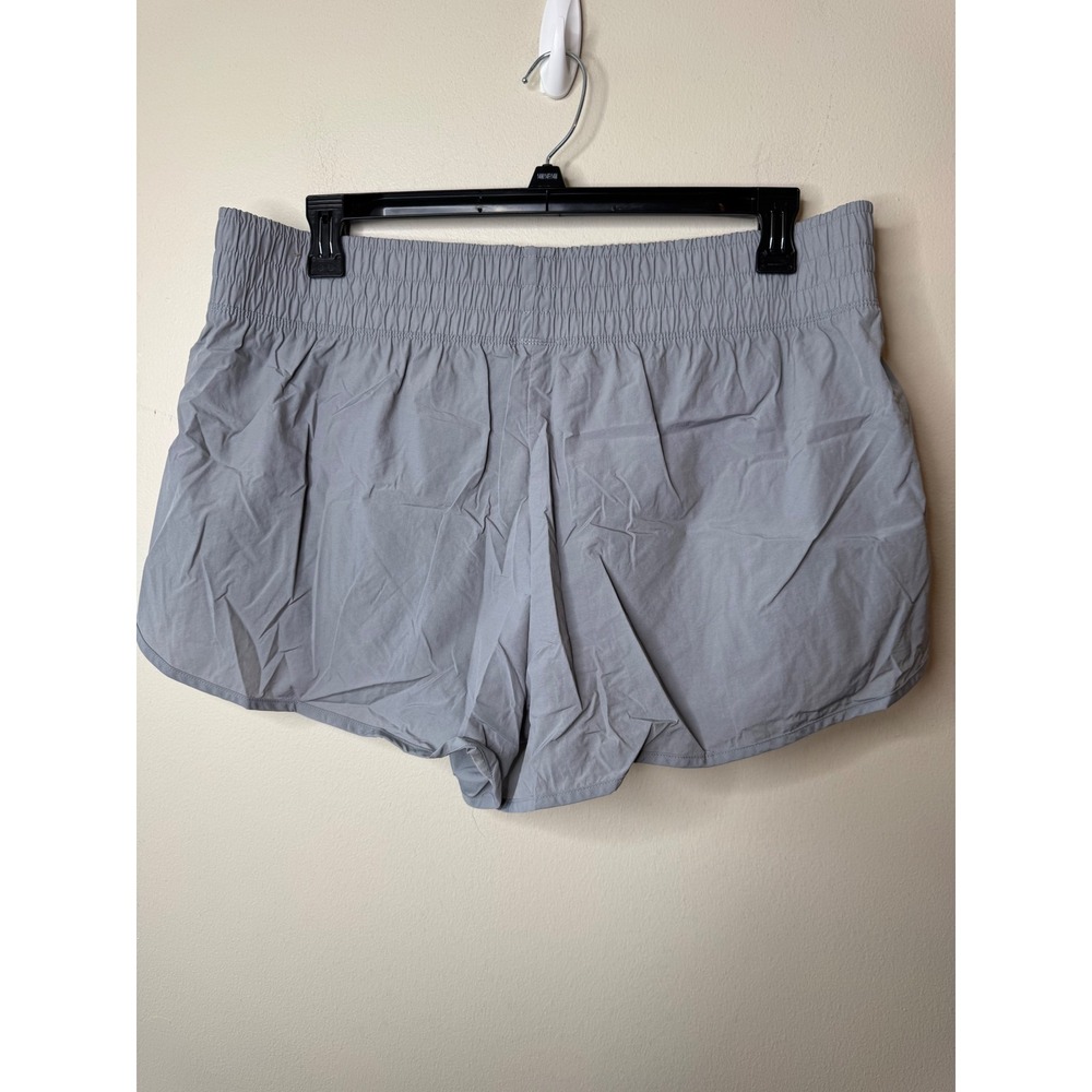 Pink Victoria's Secret Active Gray Smocked Waist Running Shorts Pockets Liner - Picture 5 of 5